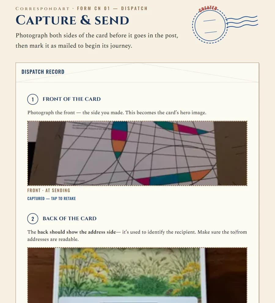 Dispatch · capture front & back